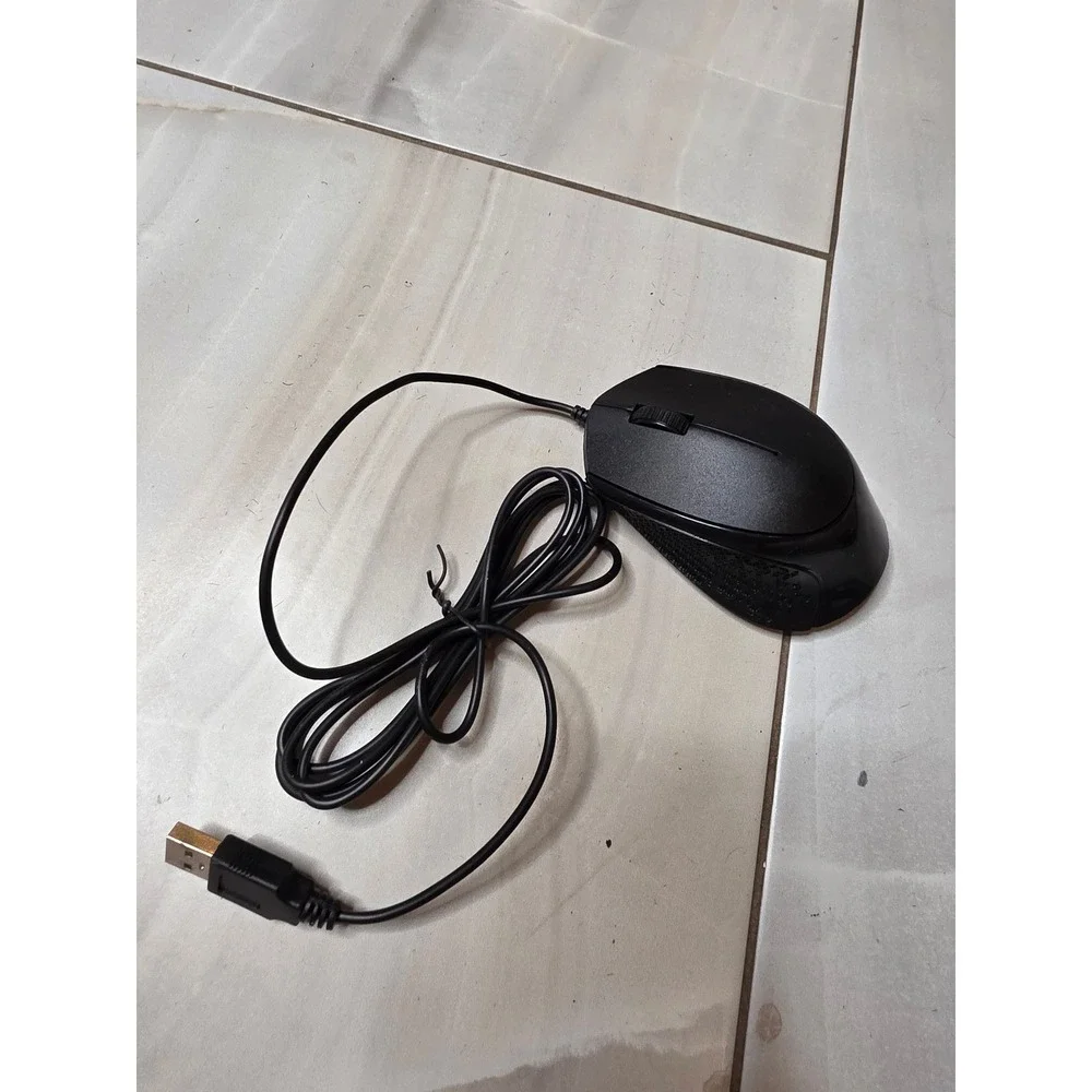 Black Wired Optical‎ USB Computer Mouse Ergonomic Textured Grip MO-205U F3